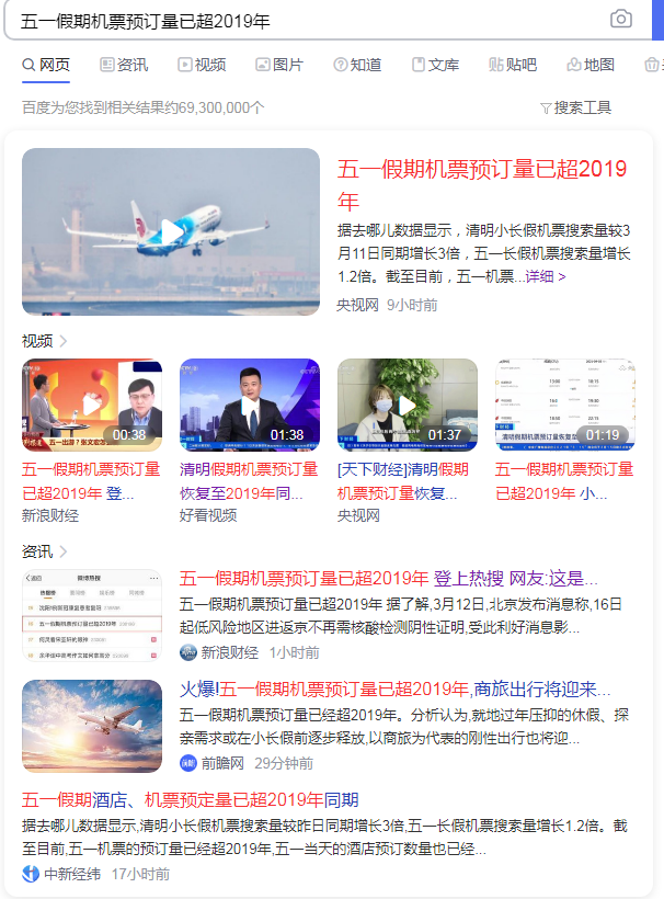 五一假期機票預(yù)訂量超2019年 五一假期機票預(yù)訂量超2019年